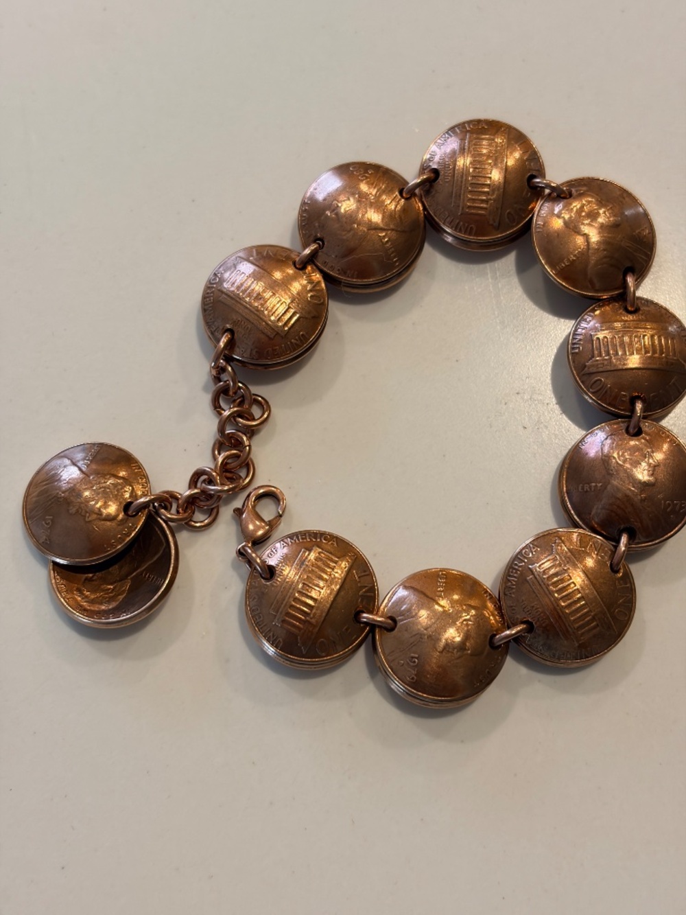 Pretty Hammered Copper Penny Bracelet, Hand Made, One Of A Kind